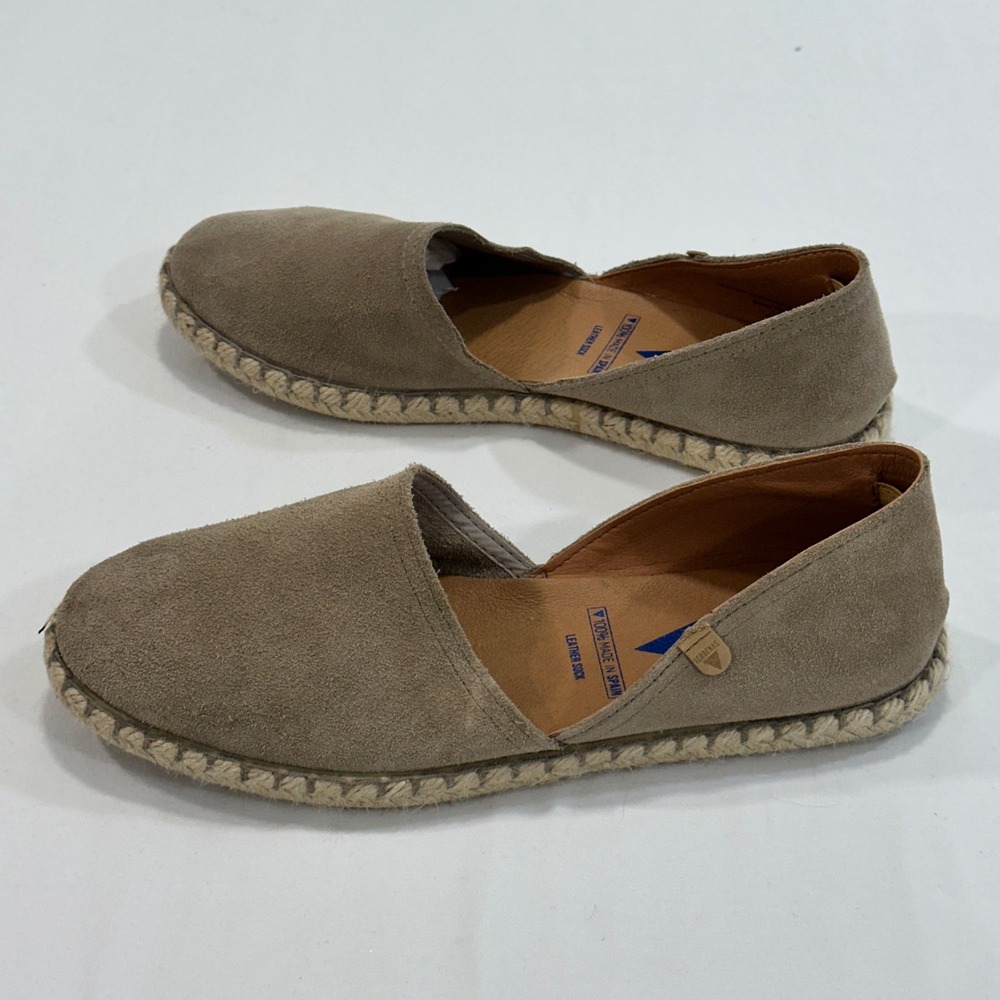 Verbenas Carmen Espadrille Womens 39 Brown Suede Leather Flat | Coastal Boho